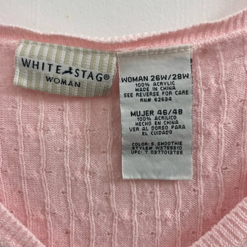 White Stag Pink V Neck Sweater Sz(26W/28W)